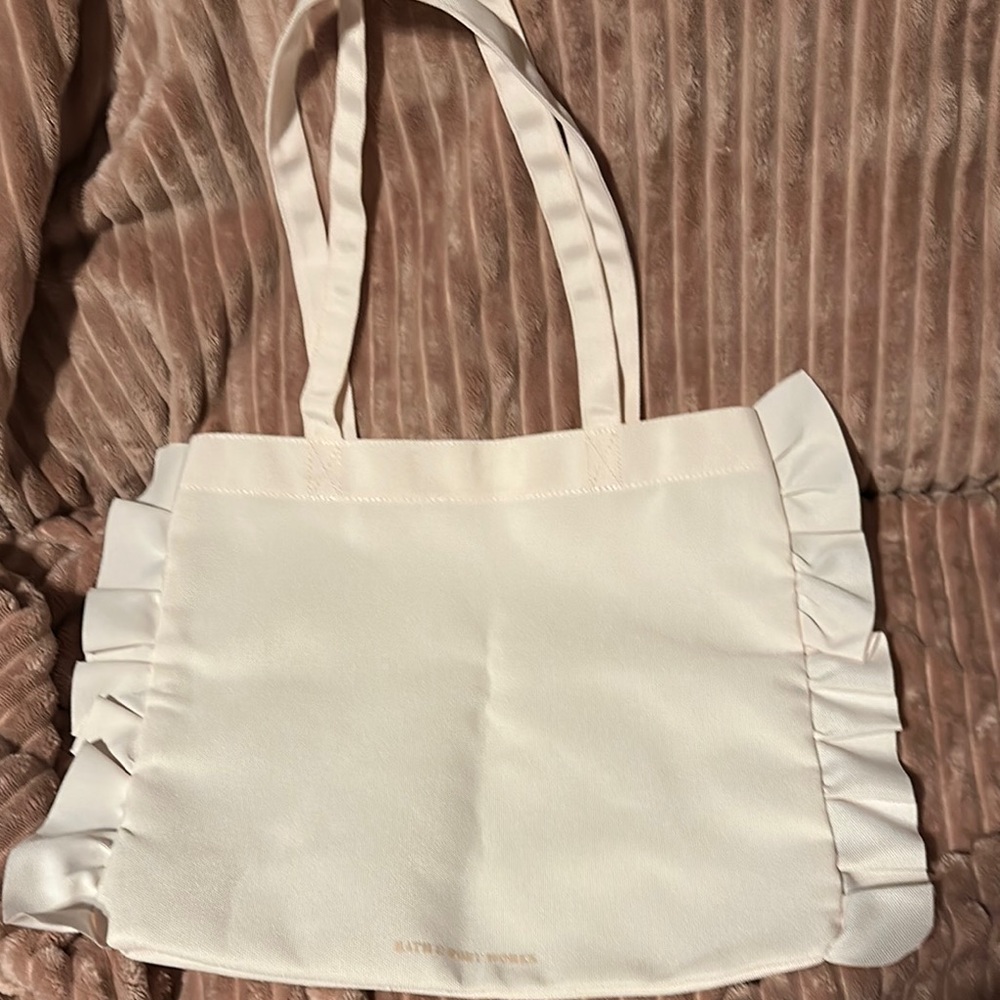 Cream Ruffled Tote Bag